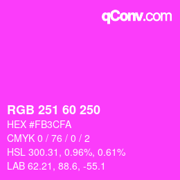 颜色代码: RGB 251 60 250 | qconv.com