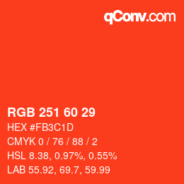 Color code: RGB 251 60 29 | qconv.com