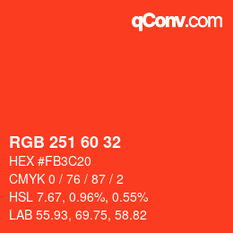颜色代码: RGB 251 60 32 | qconv.com