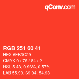 颜色代码: RGB 251 60 41 | qconv.com