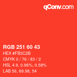 颜色代码: RGB 251 60 43 | qconv.com