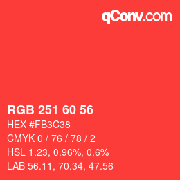 颜色代码: RGB 251 60 56 | qconv.com