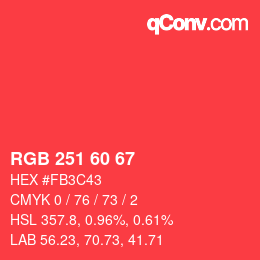 颜色代码: RGB 251 60 67 | qconv.com