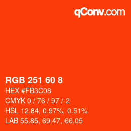 Color code: RGB 251 60 8 | qconv.com