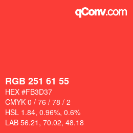 Code couleur: RGB 251 61 55 | qconv.com