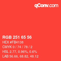 Color code: RGB 251 65 56 | qconv.com