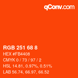カラーコード: RGB 251 68 8 | qconv.com