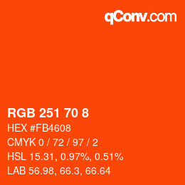 颜色代码: RGB 251 70 8 | qconv.com
