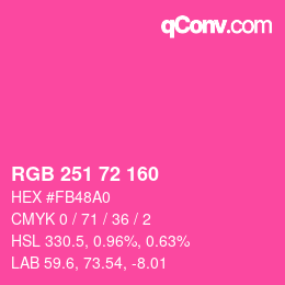 Color code: RGB 251 72 160 | qconv.com