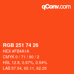 カラーコード: RGB 251 74 26 | qconv.com