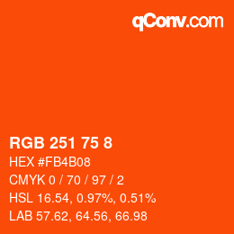 カラーコード: RGB 251 75 8 | qconv.com