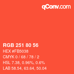 颜色代码: RGB 251 80 56 | qconv.com