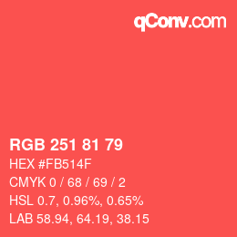 カラーコード: RGB 251 81 79 | qconv.com