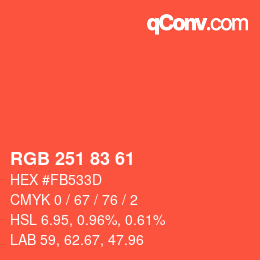 Color code: RGB 251 83 61 | qconv.com