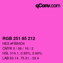 カラーコード: RGB 251 85 212 | qconv.com