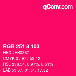 Color code: RGB 251 8 103 | qconv.com