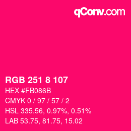 Color code: RGB 251 8 107 | qconv.com