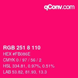 Color code: RGB 251 8 110 | qconv.com