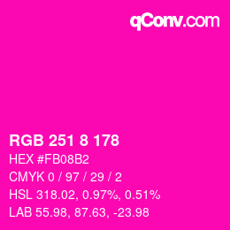 Color code: RGB 251 8 178 | qconv.com