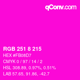 Farbcode: RGB 251 8 215 | qconv.com