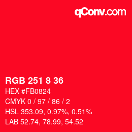Color code: RGB 251 8 36 | qconv.com