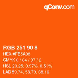カラーコード: RGB 251 90 8 | qconv.com
