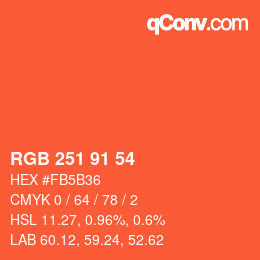 Color code: RGB 251 91 54 | qconv.com