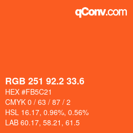 カラーコード: RGB 251 92.2 33.6 | qconv.com