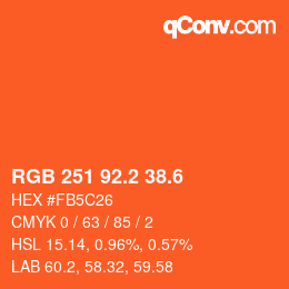 カラーコード: RGB 251 92.2 38.6 | qconv.com