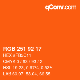 カラーコード: RGB 251 92 17 | qconv.com