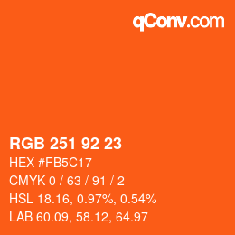 カラーコード: RGB 251 92 23 | qconv.com