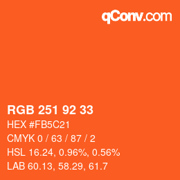 カラーコード: RGB 251 92 33 | qconv.com