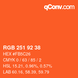 カラーコード: RGB 251 92 38 | qconv.com