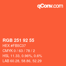 颜色代码: RGB 251 92 55 | qconv.com