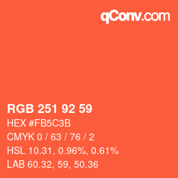 カラーコード: RGB 251 92 59 | qconv.com