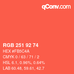 カラーコード: RGB 251 92 74 | qconv.com