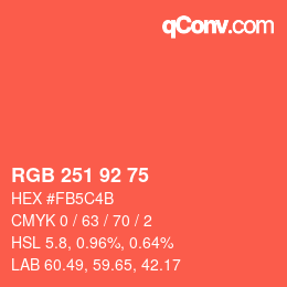 カラーコード: RGB 251 92 75 | qconv.com