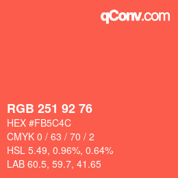 颜色代码: RGB 251 92 76 | qconv.com