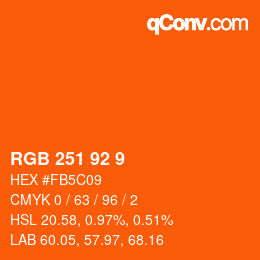 カラーコード: RGB 251 92 9 | qconv.com