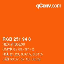 Color code: RGB 251 94 8 | qconv.com