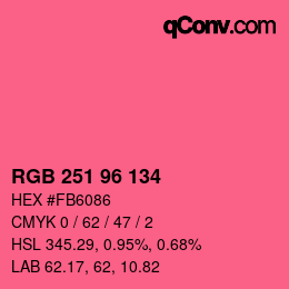 Color code: RGB 251 96 134 | qconv.com