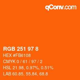 Color code: RGB 251 97 8 | qconv.com
