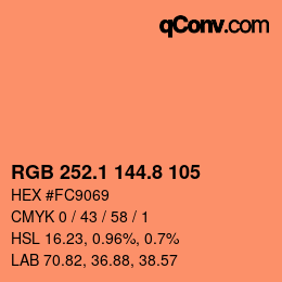 カラーコード: RGB 252.1 144.8 105 | qconv.com