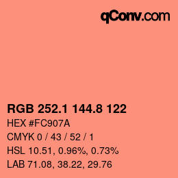 Color code: RGB 252.1 144.8 122 | qconv.com
