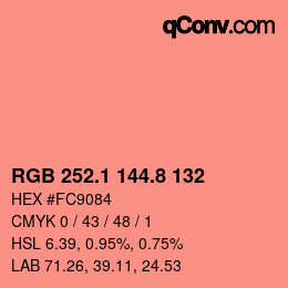 Color code: RGB 252.1 144.8 132 | qconv.com