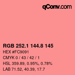 カラーコード: RGB 252.1 144.8 145 | qconv.com