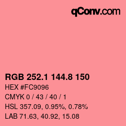 カラーコード: RGB 252.1 144.8 150 | qconv.com