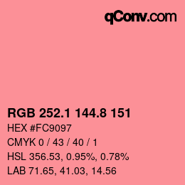 カラーコード: RGB 252.1 144.8 151 | qconv.com