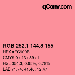 カラーコード: RGB 252.1 144.8 155 | qconv.com