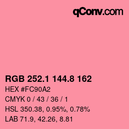 カラーコード: RGB 252.1 144.8 162 | qconv.com